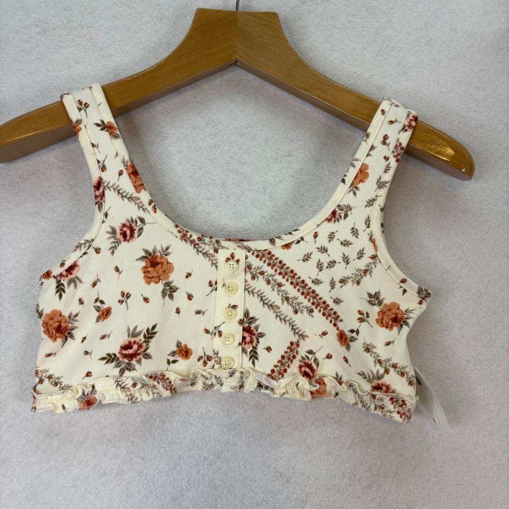 NWT Altar'd State Intimates Womens M Floral‎ Cropped Ruffle Trim Bralette Tank